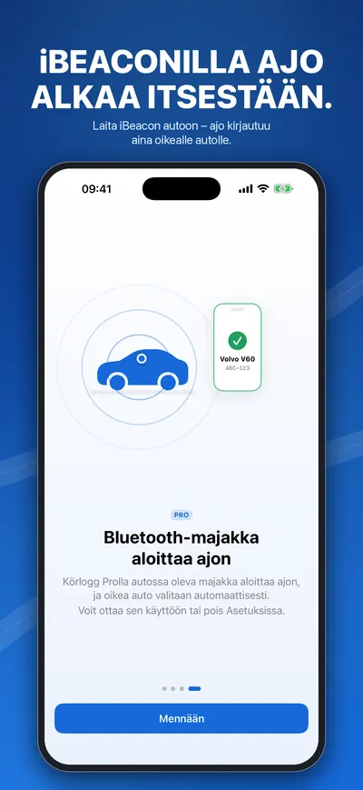Bluetooth-beacon autossa aloittaa ajon