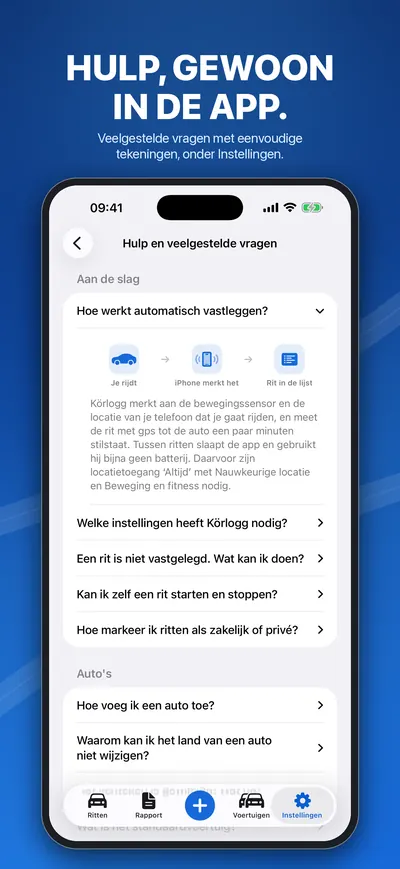 Hulp en veelgestelde vragen in de app