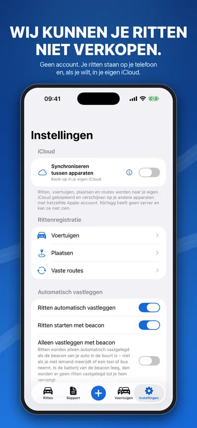 Instellingen: synchronisatie in je eigen iCloud