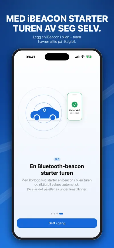 En Bluetooth-beacon i bilen starter turen