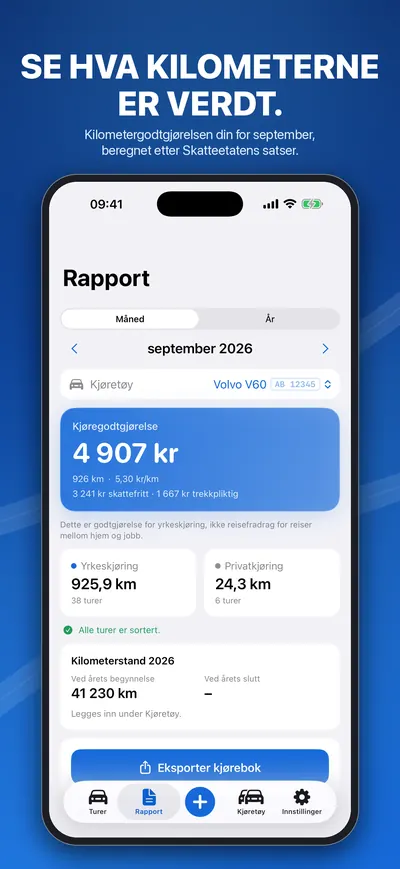 Rapport med kjøregodtgjørelse