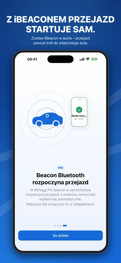 Beacon Bluetooth w samochodzie uruchamia przejazd