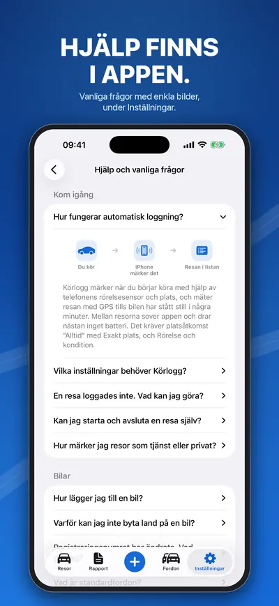Hjälp och vanliga frågor i appen